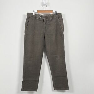 VTG Paul Stuart Twill Chino Pants Mens 32x28 Brown Cotton Flat Front Classic